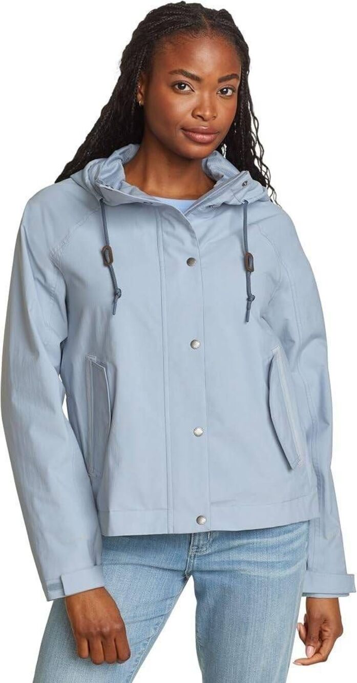 Eddie Bauer Women's XXL Port Townsend Rain Jacket Blue Smoke Outdoor Hiking Gran
